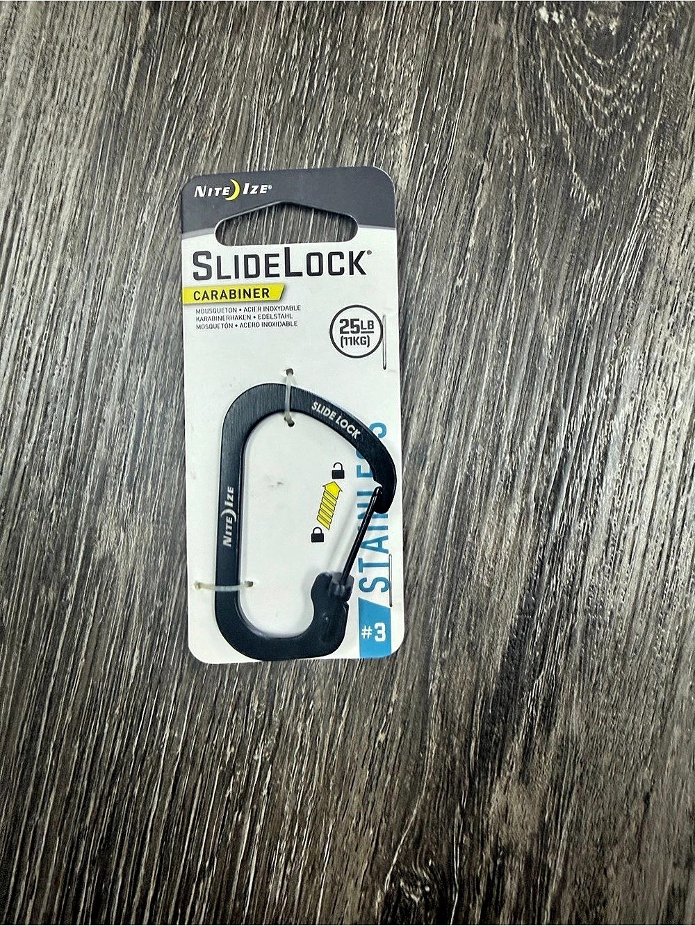 Nite Ize SlideLock Carabiner Stainless Steel #3 Black & Blue NWT